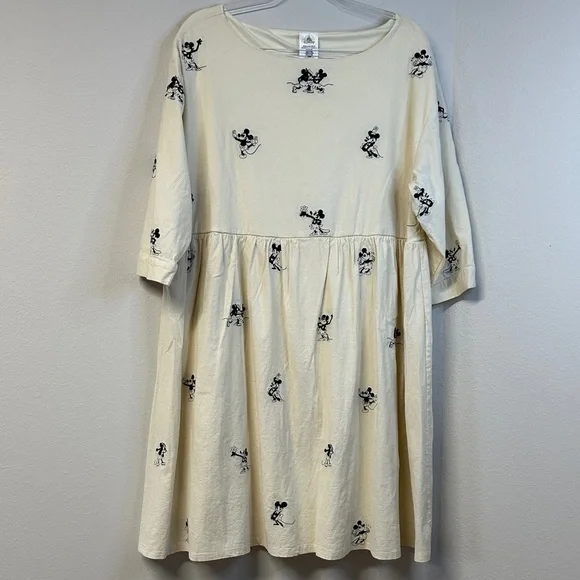 Disney Parks Noir Collection Mickey Minnie Embroidered Vintage Style Dress 1X - Picture 2 of 8